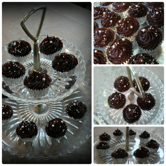 Chocolate Fudge Mini Cup Cakes with Mixed Silver Cachous.